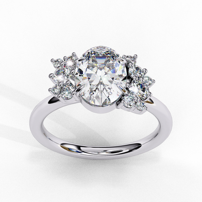 Vintage Art Deco 1.01 CT Oval Cut Engagement Ring, Oval Lab Grown Diamond Wedding Ring, Antique Oval Cluster Ring