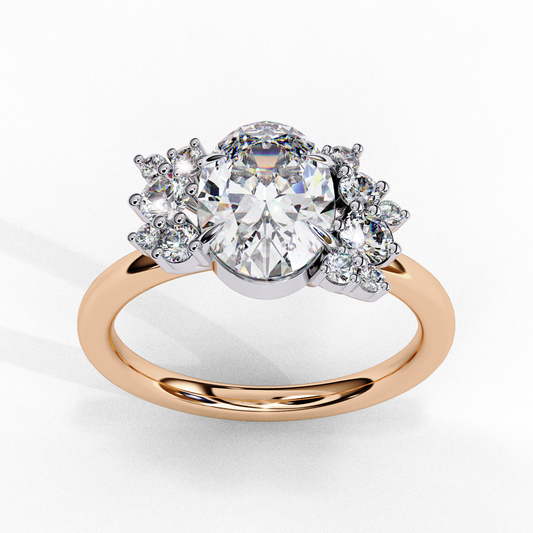 Vintage Art Deco 1.01 CT Oval Cut Engagement Ring, Oval Lab Grown Diamond Wedding Ring, Antique Oval Cluster Ring