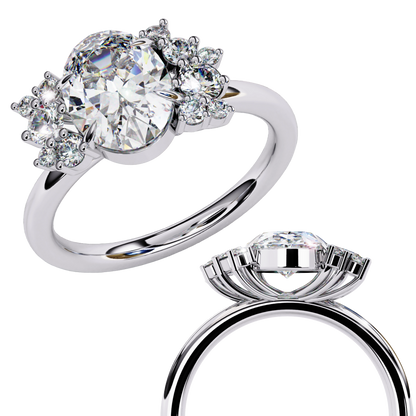 Vintage Art Deco 1.01 CT Oval Cut Engagement Ring, Oval Lab Grown Diamond Wedding Ring, Antique Oval Cluster Ring