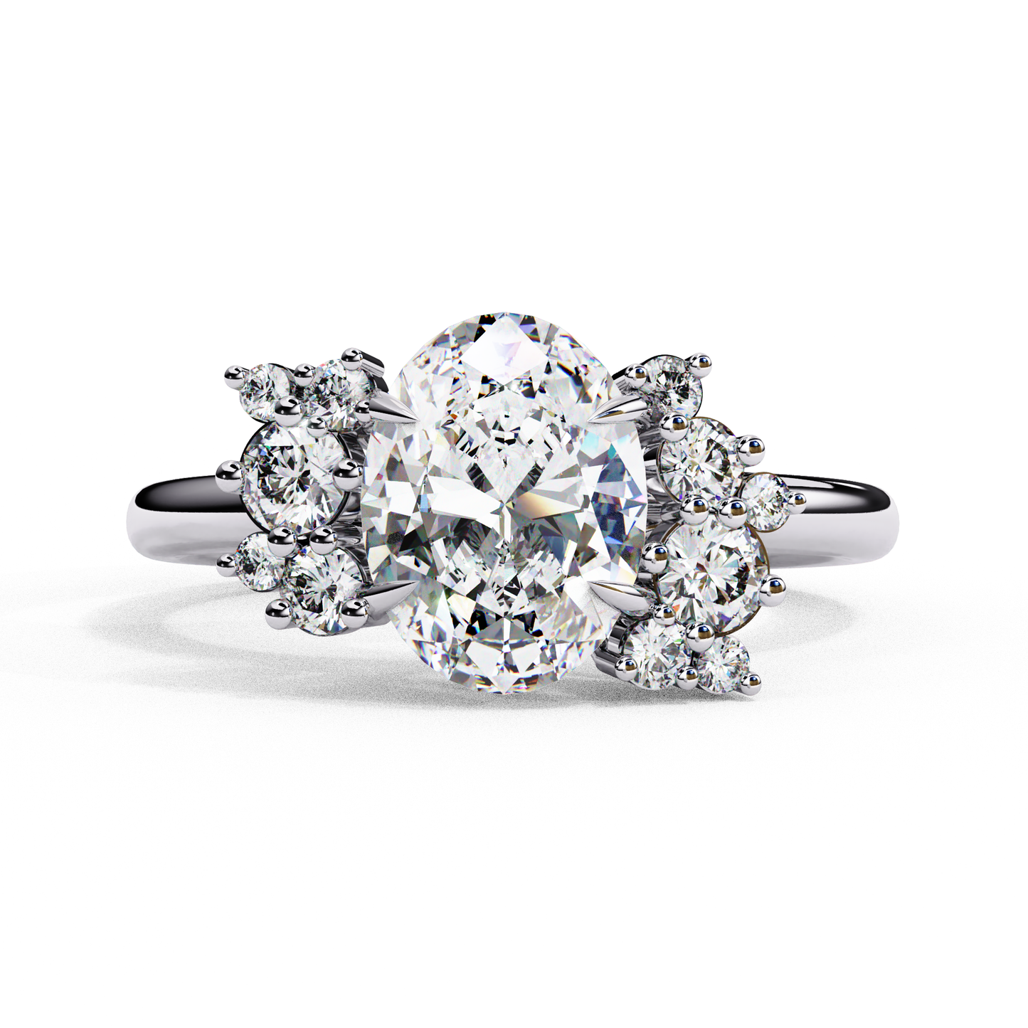 Vintage Art Deco 1.01 CT Oval Cut Engagement Ring, Oval Lab Grown Diamond Wedding Ring, Antique Oval Cluster Ring