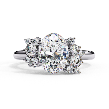 Vintage Art Deco 1.01 CT Oval Cut Engagement Ring, Oval Lab Grown Diamond Wedding Ring, Antique Oval Cluster Ring
