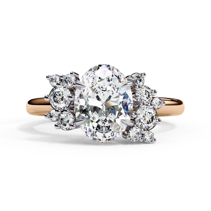 Vintage Art Deco 1.01 CT Oval Cut Engagement Ring, Oval Lab Grown Diamond Wedding Ring, Antique Oval Cluster Ring