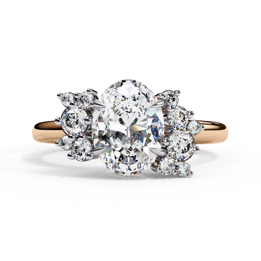 Vintage Art Deco 1.01 CT Oval Cut Engagement Ring, Oval Lab Grown Diamond Wedding Ring, Antique Oval Cluster Ring