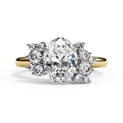 Vintage Art Deco 1.01 CT Oval Cut Engagement Ring, Oval Lab Grown Diamond Wedding Ring, Antique Oval Cluster Ring