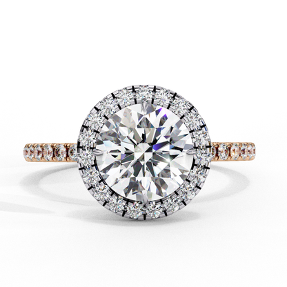 IGI Lab Grown Diamond Round Halo Engagement Ring, Pave Set Lab Grown Diamond Ring for Women, Diamond Substitute Engagement Ring