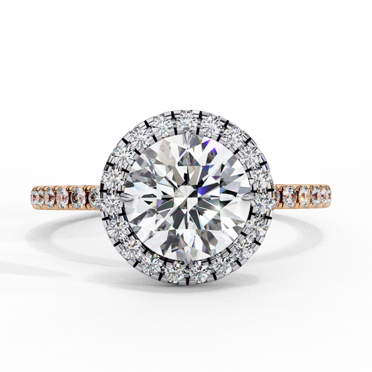 IGI Lab Grown Diamond Round Halo Engagement Ring, Pave Set Lab Grown Diamond Ring for Women, Diamond Substitute Engagement Ring