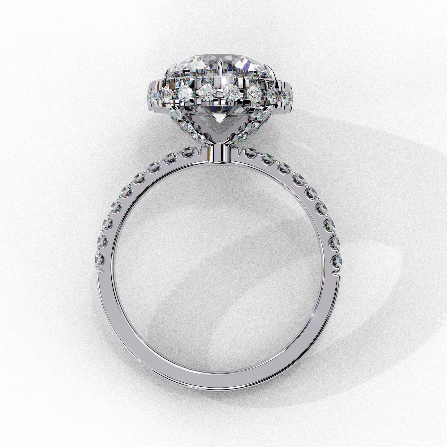 IGI Lab Grown Diamond Round Halo Engagement Ring, Pave Set Lab Grown Diamond Ring for Women, Diamond Substitute Engagement Ring