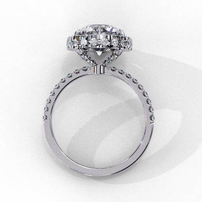 IGI Lab Grown Diamond Round Halo Engagement Ring, Pave Set Lab Grown Diamond Ring for Women, Diamond Substitute Engagement Ring