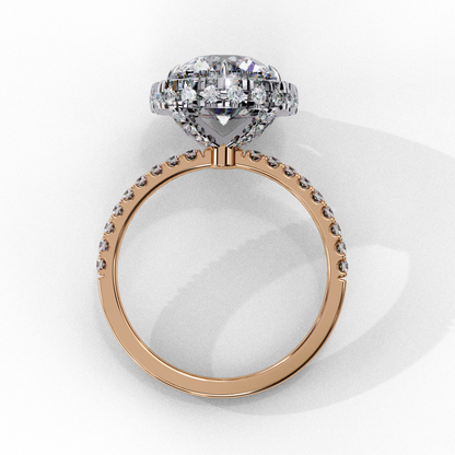 IGI Lab Grown Diamond Round Halo Engagement Ring, Pave Set Lab Grown Diamond Ring for Women, Diamond Substitute Engagement Ring