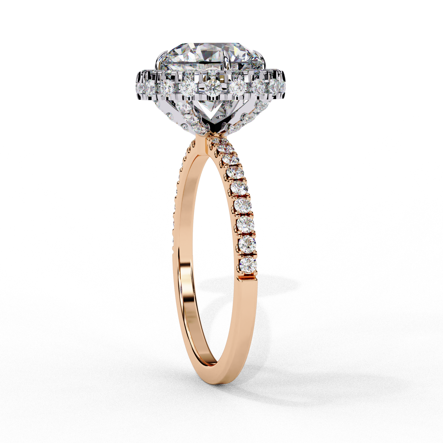 IGI Lab Grown Diamond Round Halo Engagement Ring, Pave Set Lab Grown Diamond Ring for Women, Diamond Substitute Engagement Ring