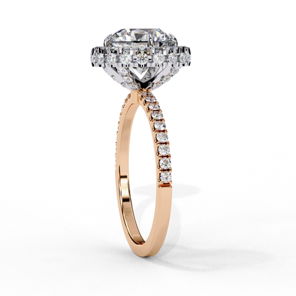 IGI Lab Grown Diamond Round Halo Engagement Ring, Pave Set Lab Grown Diamond Ring for Women, Diamond Substitute Engagement Ring
