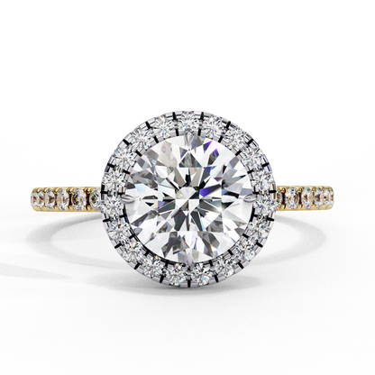 IGI Lab Grown Diamond Round Halo Engagement Ring, Pave Set Lab Grown Diamond Ring for Women, Diamond Substitute Engagement Ring
