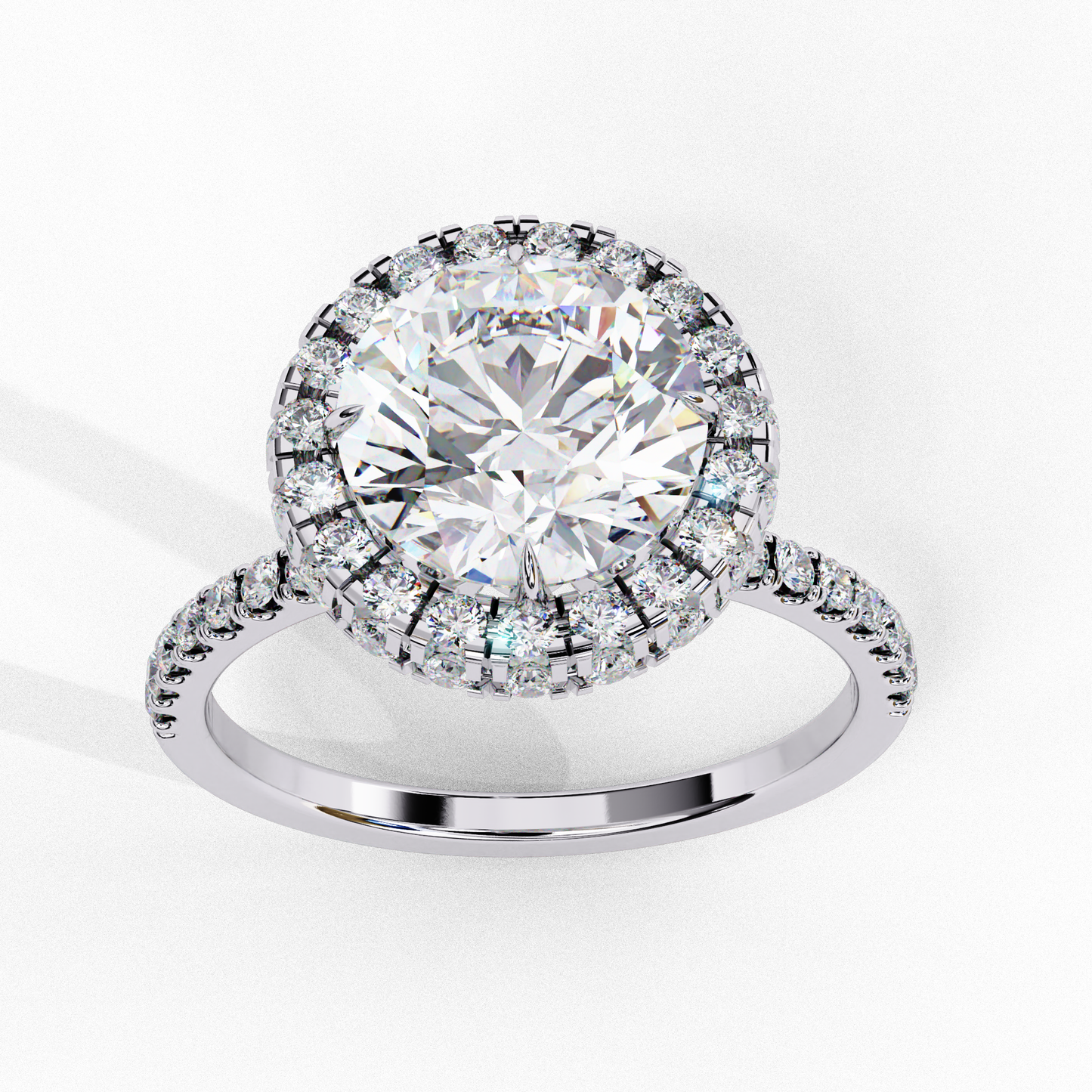 IGI Lab Grown Diamond Round Halo Engagement Ring, Pave Set Lab Grown Diamond Ring for Women, Diamond Substitute Engagement Ring