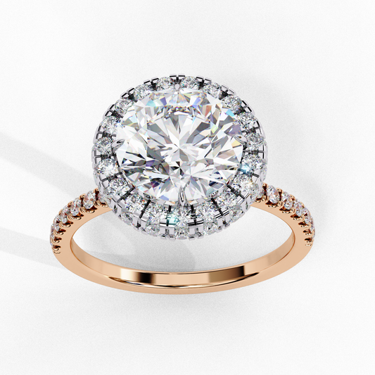 IGI Lab Grown Diamond Round Halo Engagement Ring, Pave Set Lab Grown Diamond Ring for Women, Diamond Substitute Engagement Ring