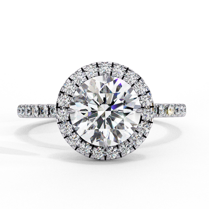 IGI Lab Grown Diamond Round Halo Engagement Ring, Pave Set Lab Grown Diamond Ring for Women, Diamond Substitute Engagement Ring