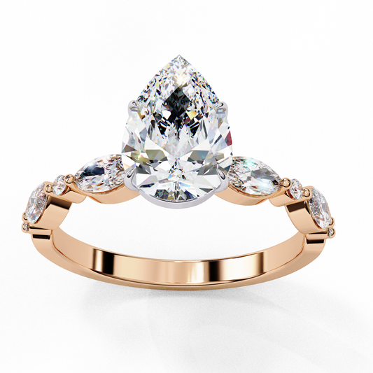 0.89 CT Pear Shape Lab Grown Diamond Vintage Inspired Solitaire Ring,  Pear Cut Diamond