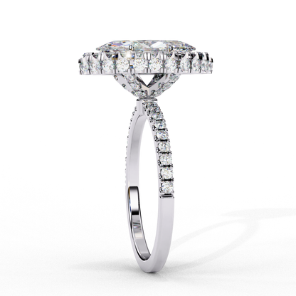 1.41 CT IGI Certified Marquise Cut IGI Certified Lab Grown Diamond Engagement Ring, Diamond Ring with accent and Halo