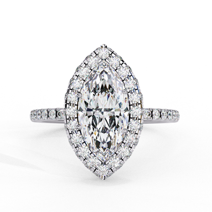 1.41 CT IGI Certified Marquise Cut IGI Certified Lab Grown Diamond Engagement Ring, Diamond Ring with accent and Halo