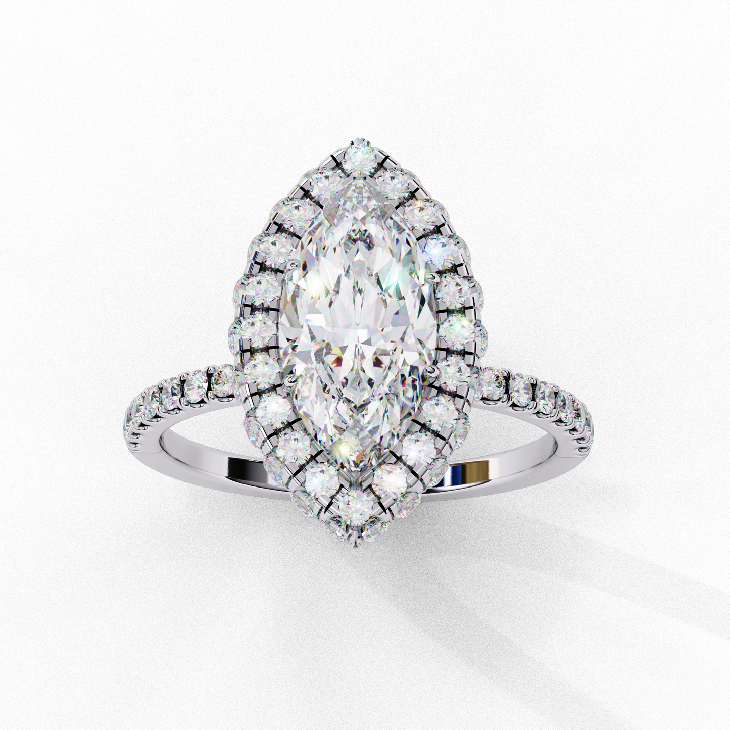 1.41 CT IGI Certified Marquise Cut IGI Certified Lab Grown Diamond Engagement Ring, Diamond Ring with accent and Halo