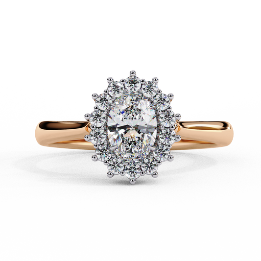 Timeless Oval Halo Lab-Grown Diamond Ring, 0.45 CT Oval Cut Lab Grown Diamond Ring