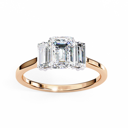 Imperial Seraph Emerald Cut Trilogy Ring, 1.02 CT Emerald Cut Lab Grown Diamond Ring
