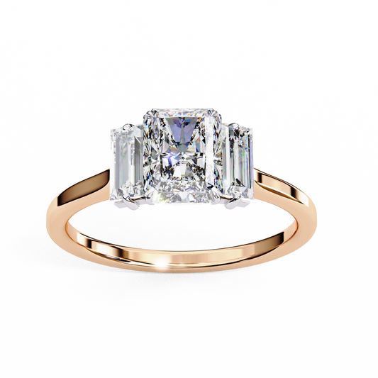 Imperial Seraph Radiant Cut Trilogy Ring, 1.21 CT Radiant Cut Lab Grown Diamond Ring