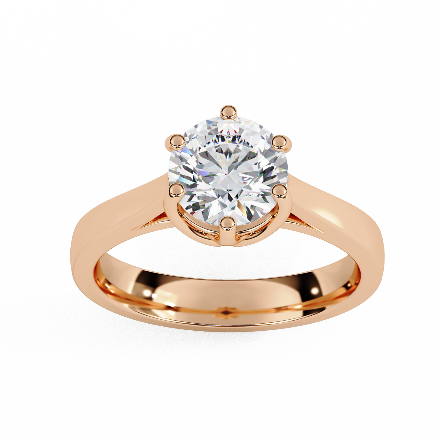 Diamond Majesty Ring in Rose Gold, 1.29 CT Round Cut Diamond Solitaire Ring