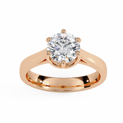 Diamond Majesty Ring in Rose Gold, 1.29 CT Round Cut Diamond Solitaire Ring