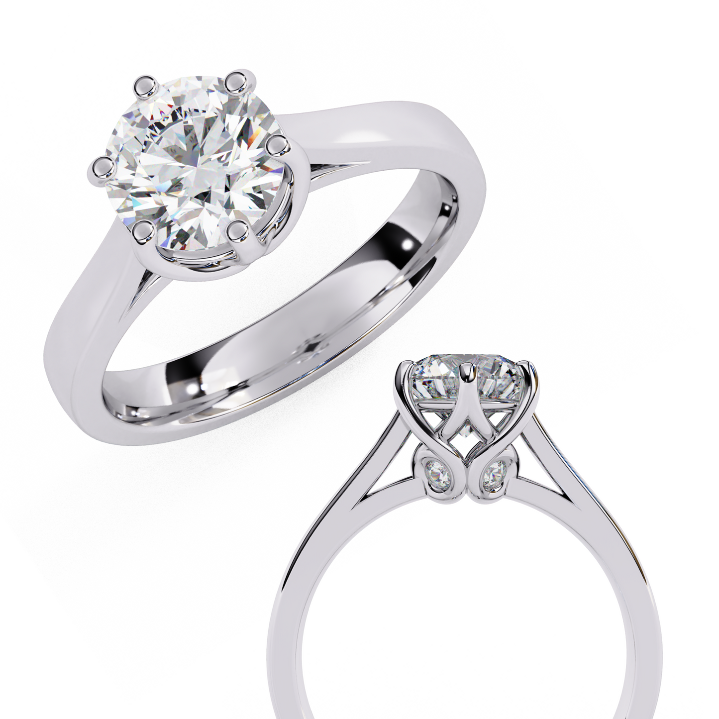 Diamond Majesty Ring in Rose Gold, 1.29 CT Round Cut Diamond Solitaire Ring