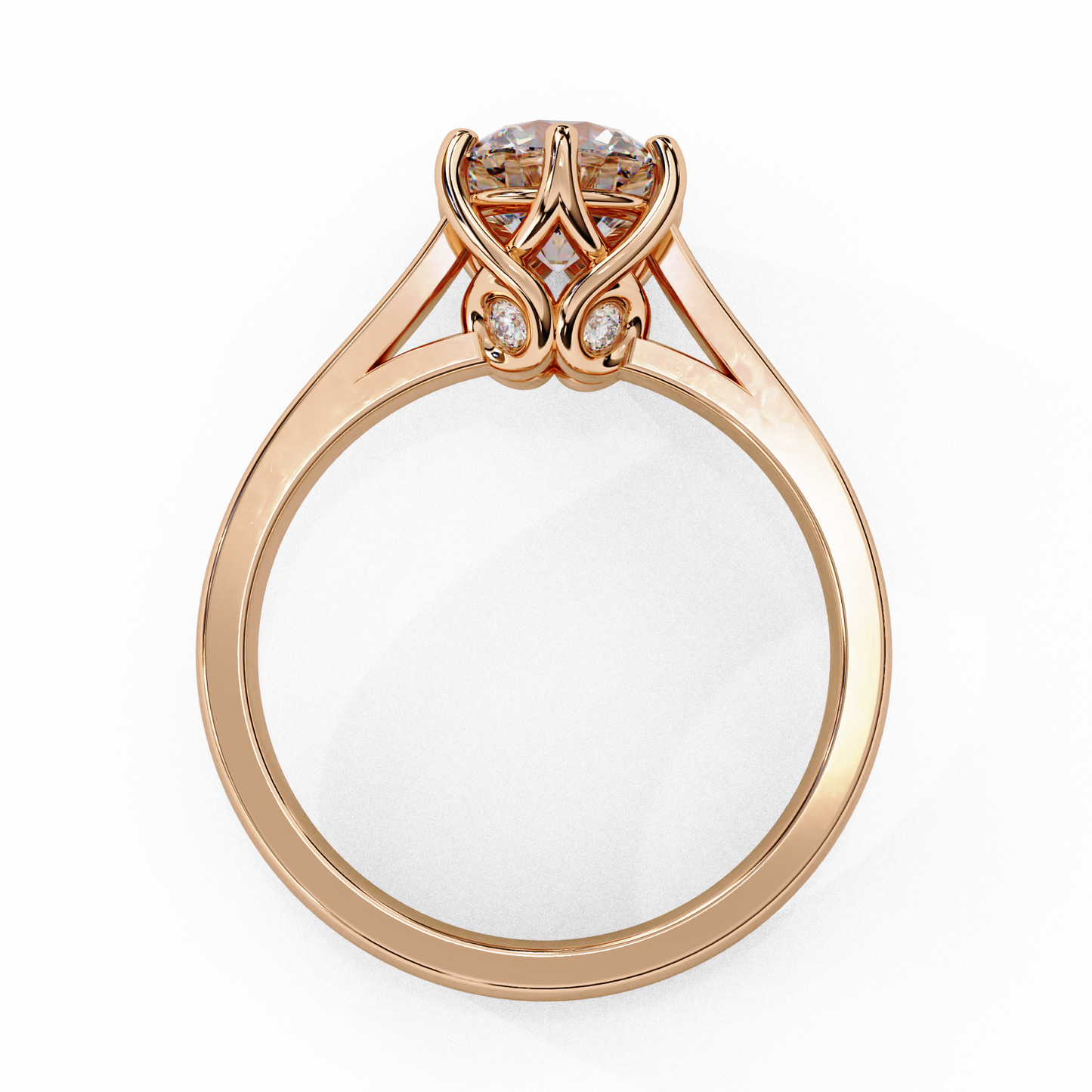 Diamond Majesty Ring in Rose Gold, 1.29 CT Round Cut Diamond Solitaire Ring
