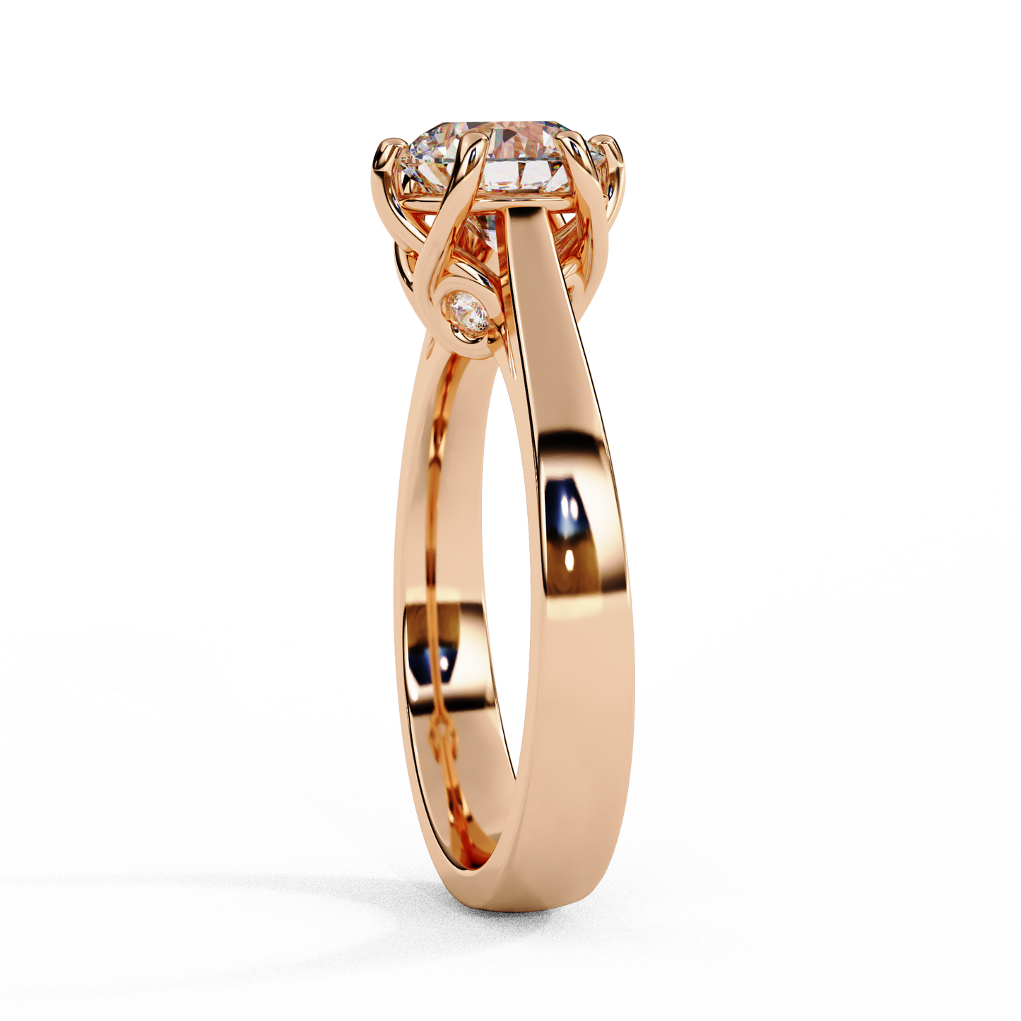 Diamond Majesty Ring in Rose Gold, 1.29 CT Round Cut Diamond Solitaire Ring