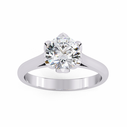 Lab-Grown Round Brilliant Diamond Solitaire Ring in Rose Gold with Floral Six-Prong Setting
