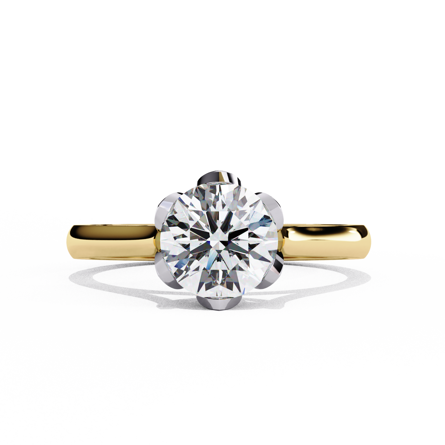 Lab-Grown Round Brilliant Diamond Solitaire Ring in Rose Gold with Floral Six-Prong Setting