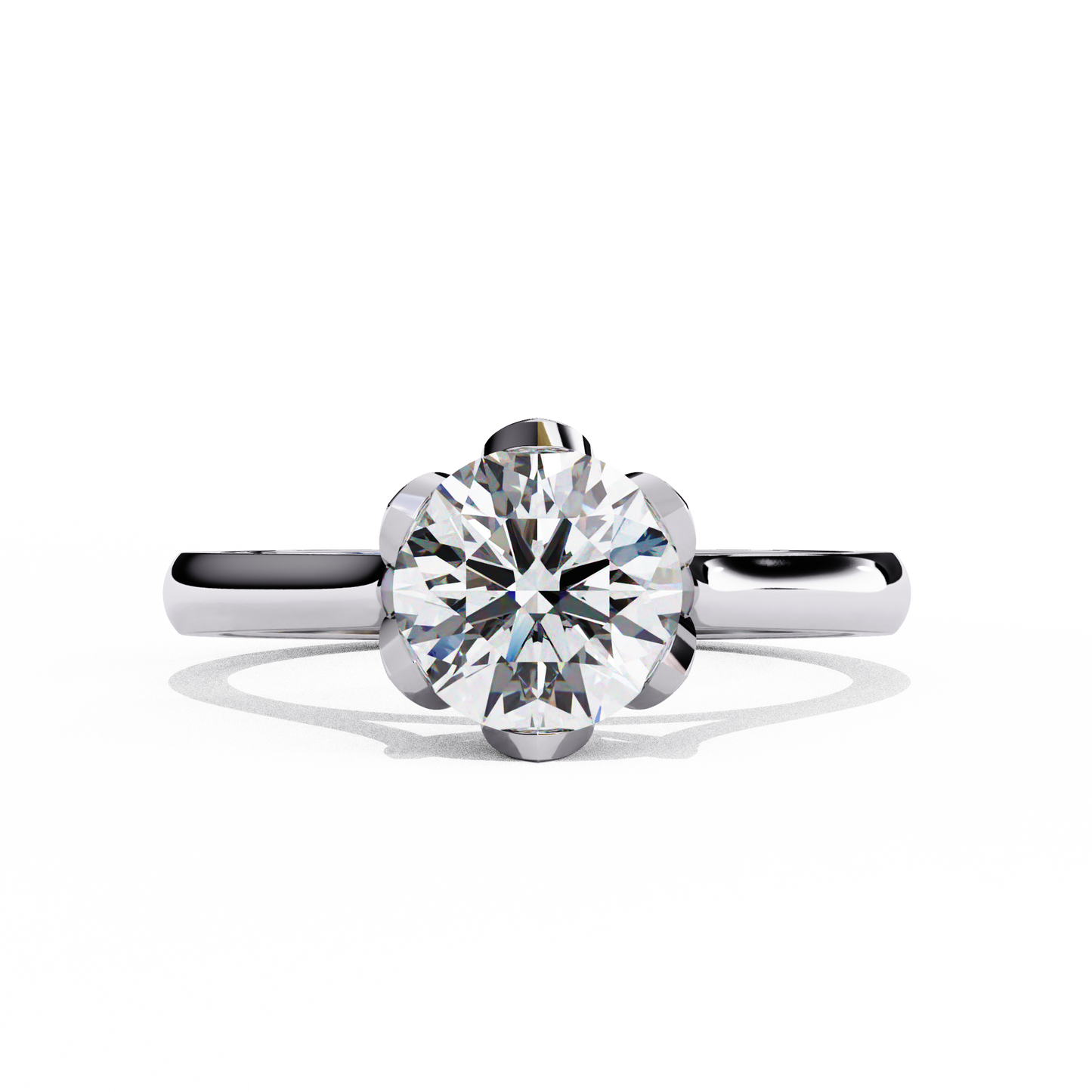 Lab-Grown Round Brilliant Diamond Solitaire Ring in Rose Gold with Floral Six-Prong Setting