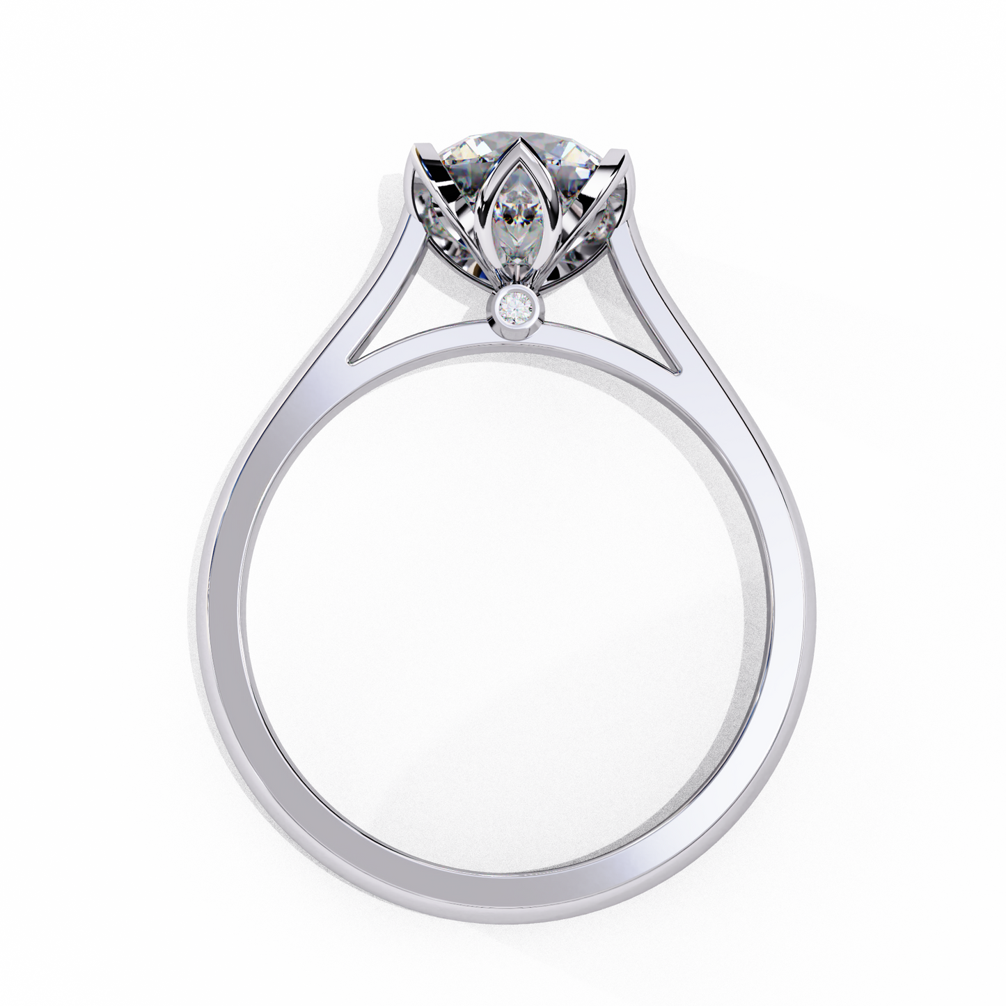Lab-Grown Round Brilliant Diamond Solitaire Ring in Rose Gold with Floral Six-Prong Setting