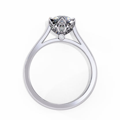 Lab-Grown Round Brilliant Diamond Solitaire Ring in Rose Gold with Floral Six-Prong Setting