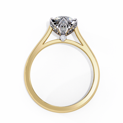 Lab-Grown Round Brilliant Diamond Solitaire Ring in Rose Gold with Floral Six-Prong Setting