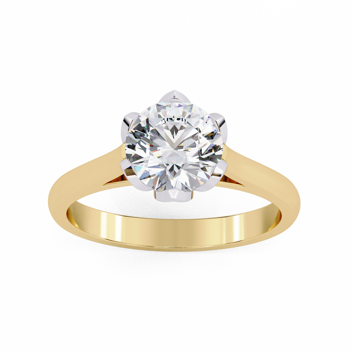 Lab-Grown Round Brilliant Diamond Solitaire Ring in Rose Gold with Floral Six-Prong Setting