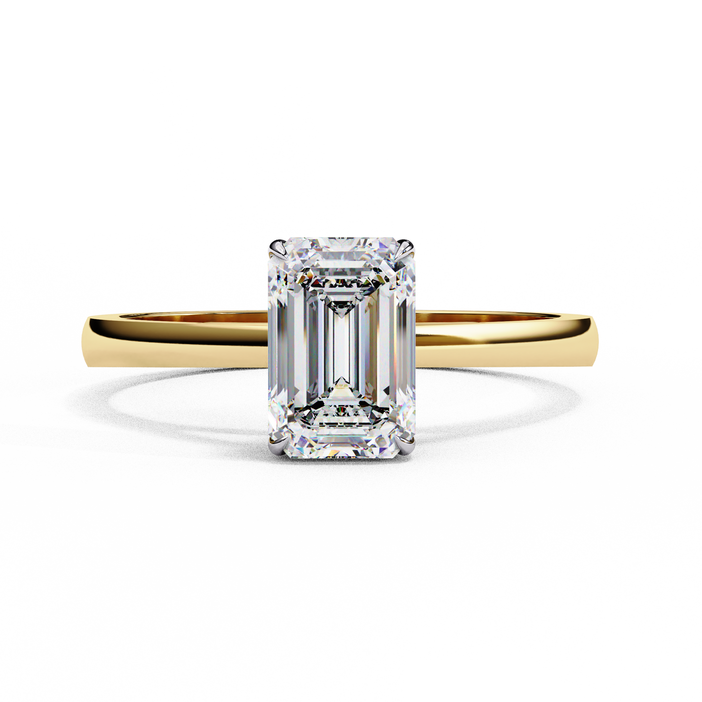 Lab-Grown Emerald-Cut Diamond Solitaire Ring in Yellow Gold, 1.20 CT Emerald Cut Lab Grown Diamond Ring