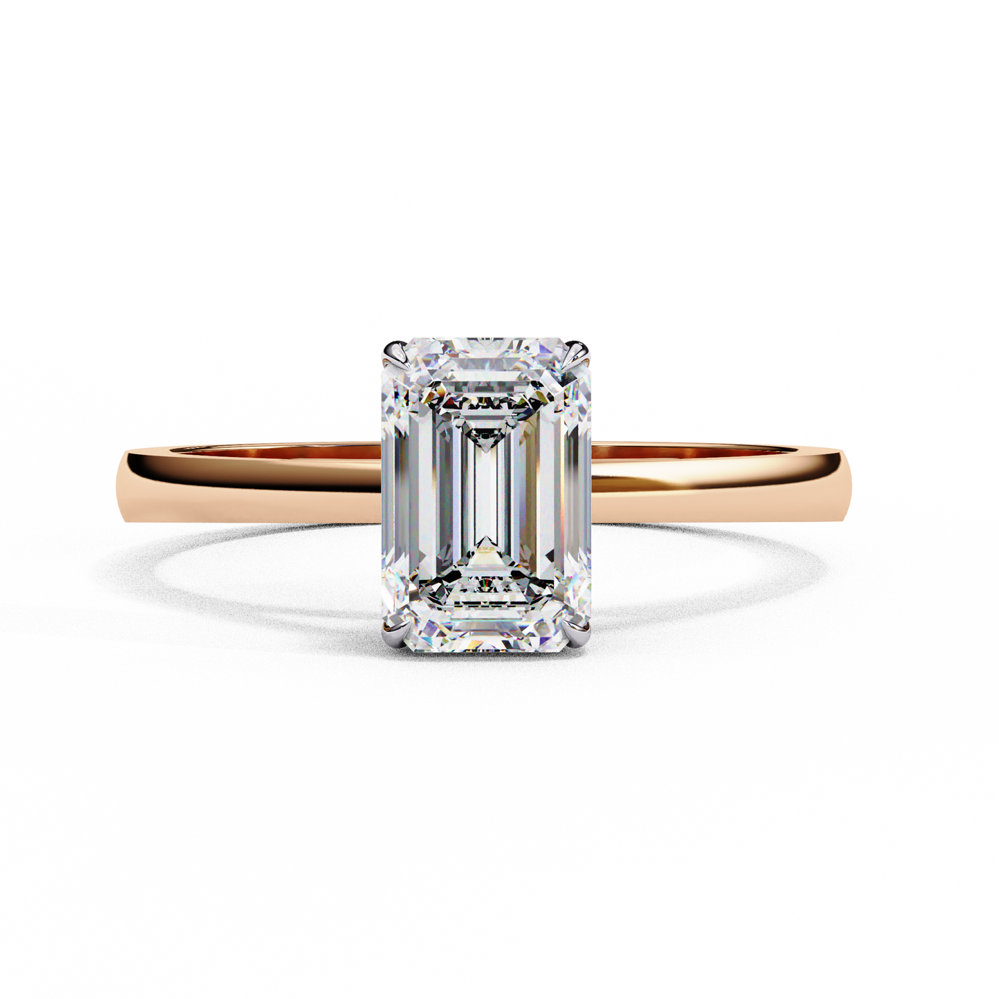 Lab-Grown Emerald-Cut Diamond Solitaire Ring in Yellow Gold, 1.20 CT Emerald Cut Lab Grown Diamond Ring