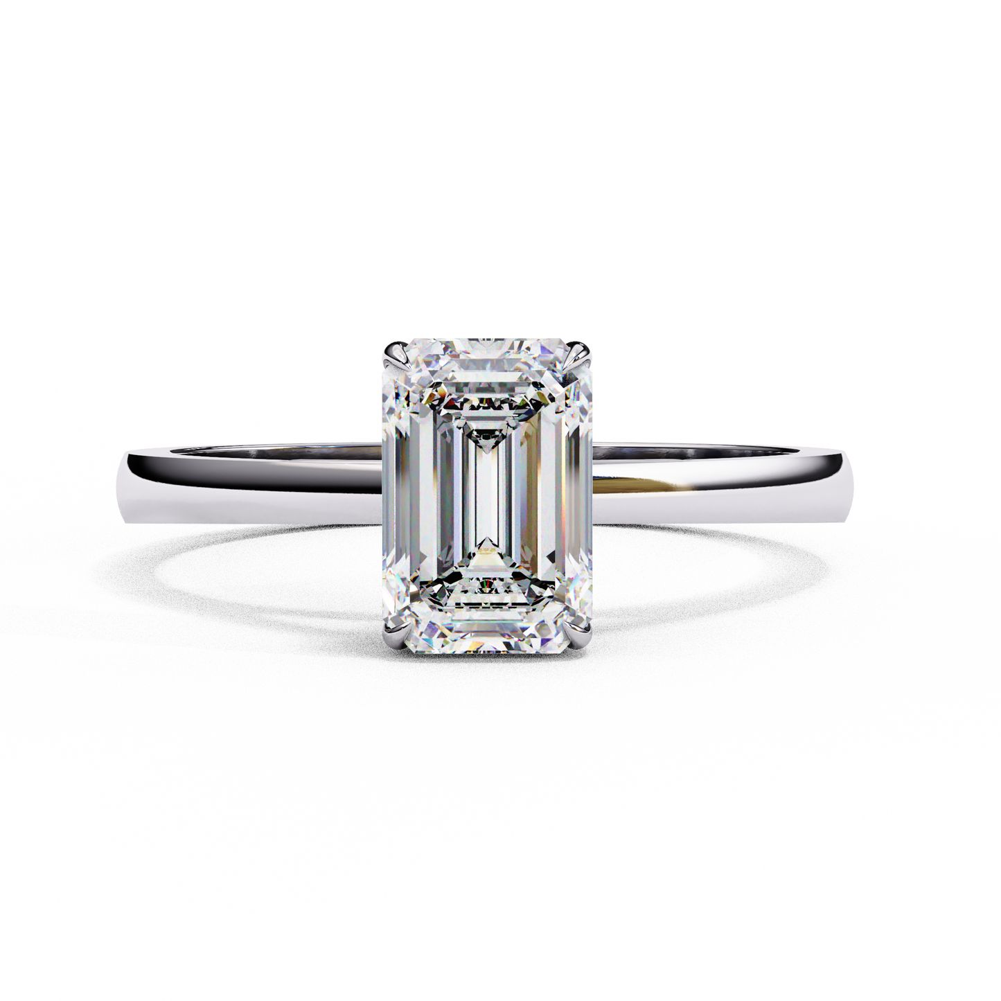 Lab-Grown Emerald-Cut Diamond Solitaire Ring in Yellow Gold, 1.20 CT Emerald Cut Lab Grown Diamond Ring
