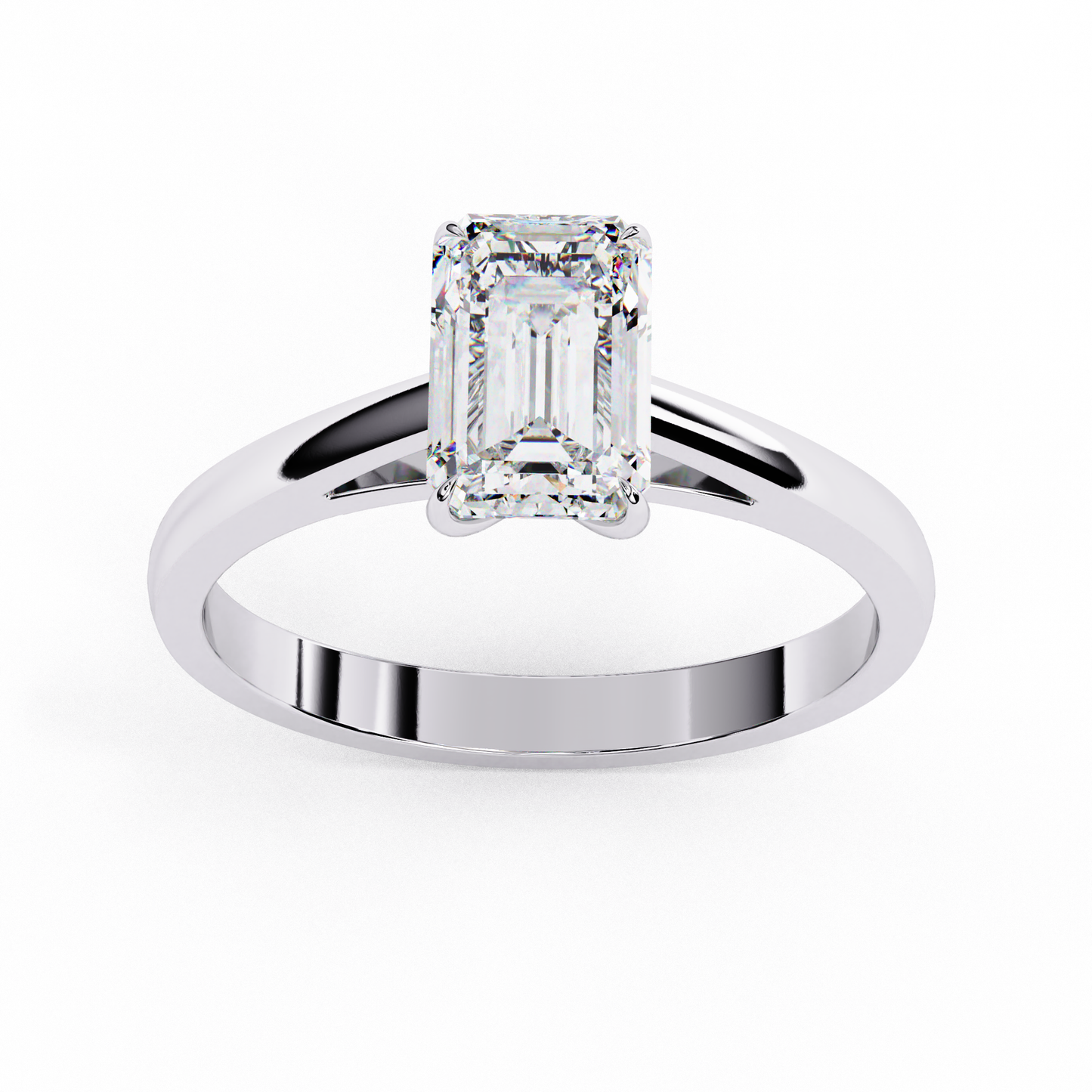 Lab-Grown Emerald-Cut Diamond Solitaire Ring in Yellow Gold, 1.20 CT Emerald Cut Lab Grown Diamond Ring