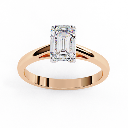 Lab-Grown Emerald-Cut Diamond Solitaire Ring in Yellow Gold, 1.20 CT Emerald Cut Lab Grown Diamond Ring