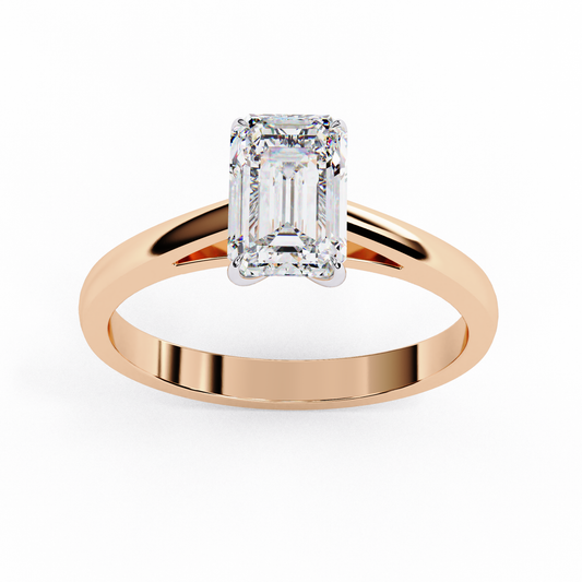 Lab-Grown Emerald-Cut Diamond Solitaire Ring in Yellow Gold, 1.20 CT Emerald Cut Lab Grown Diamond Ring