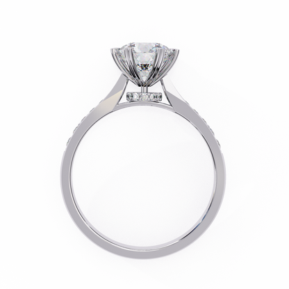 Classic Brilliant Round Cut Solitaire Ring with Hidden Halo, 1.29 CT Round Cut Lab Diamond Ring