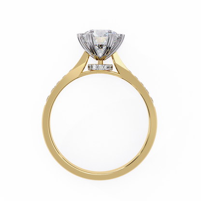 Classic Brilliant Round Cut Solitaire Ring with Hidden Halo, 1.29 CT Round Cut Lab Diamond Ring