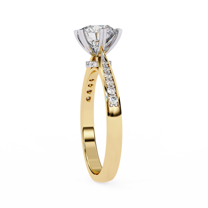 Classic Brilliant Round Cut Solitaire Ring with Hidden Halo, 1.29 CT Round Cut Lab Diamond Ring