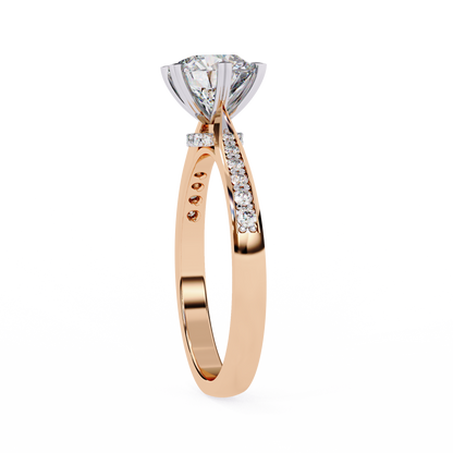 Classic Brilliant Round Cut Solitaire Ring with Hidden Halo, 1.29 CT Round Cut Lab Diamond Ring