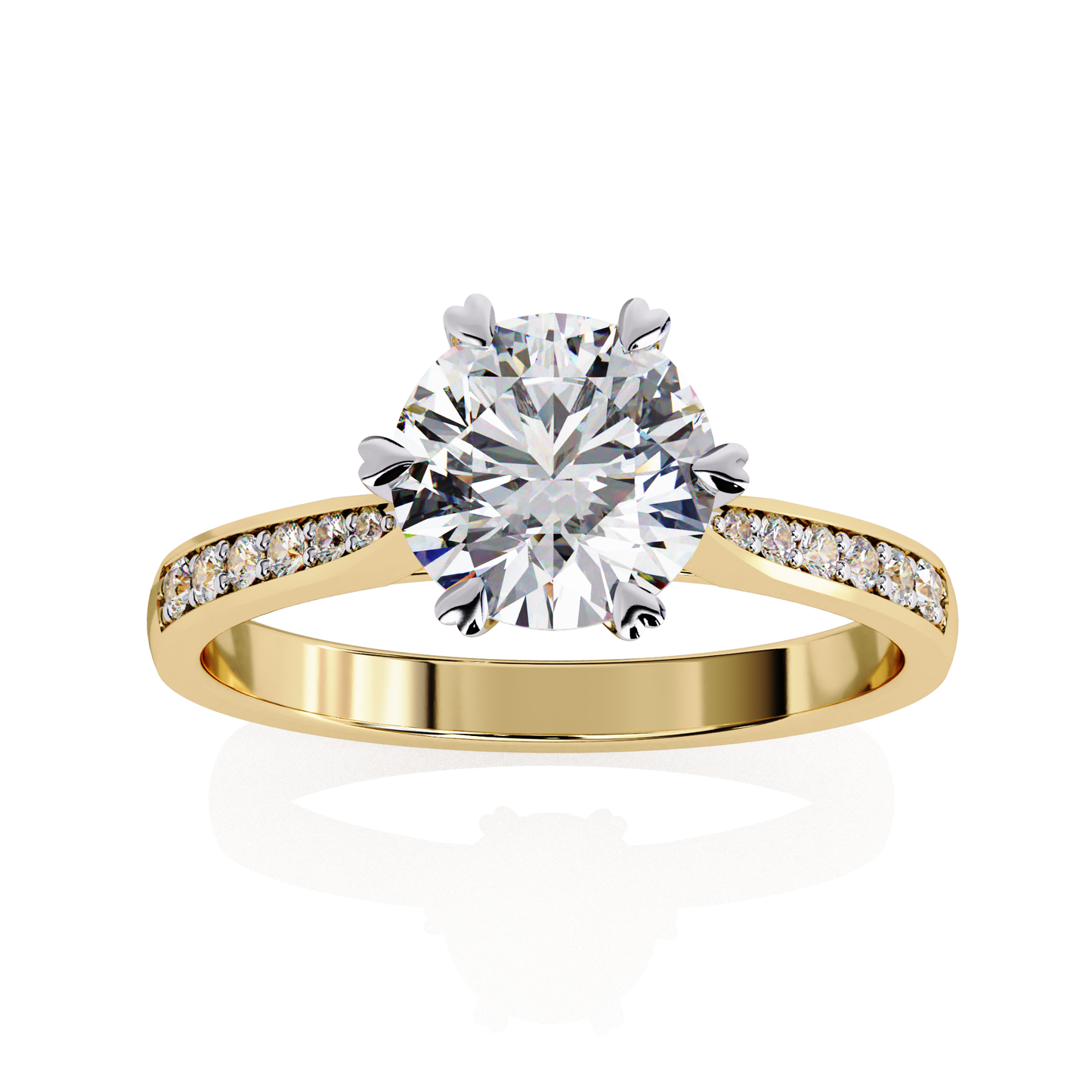 Classic Brilliant Round Cut Solitaire Ring with Hidden Halo, 1.29 CT Round Cut Lab Diamond Ring