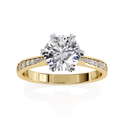 Classic Brilliant Round Cut Solitaire Ring with Hidden Halo, 1.29 CT Round Cut Lab Diamond Ring